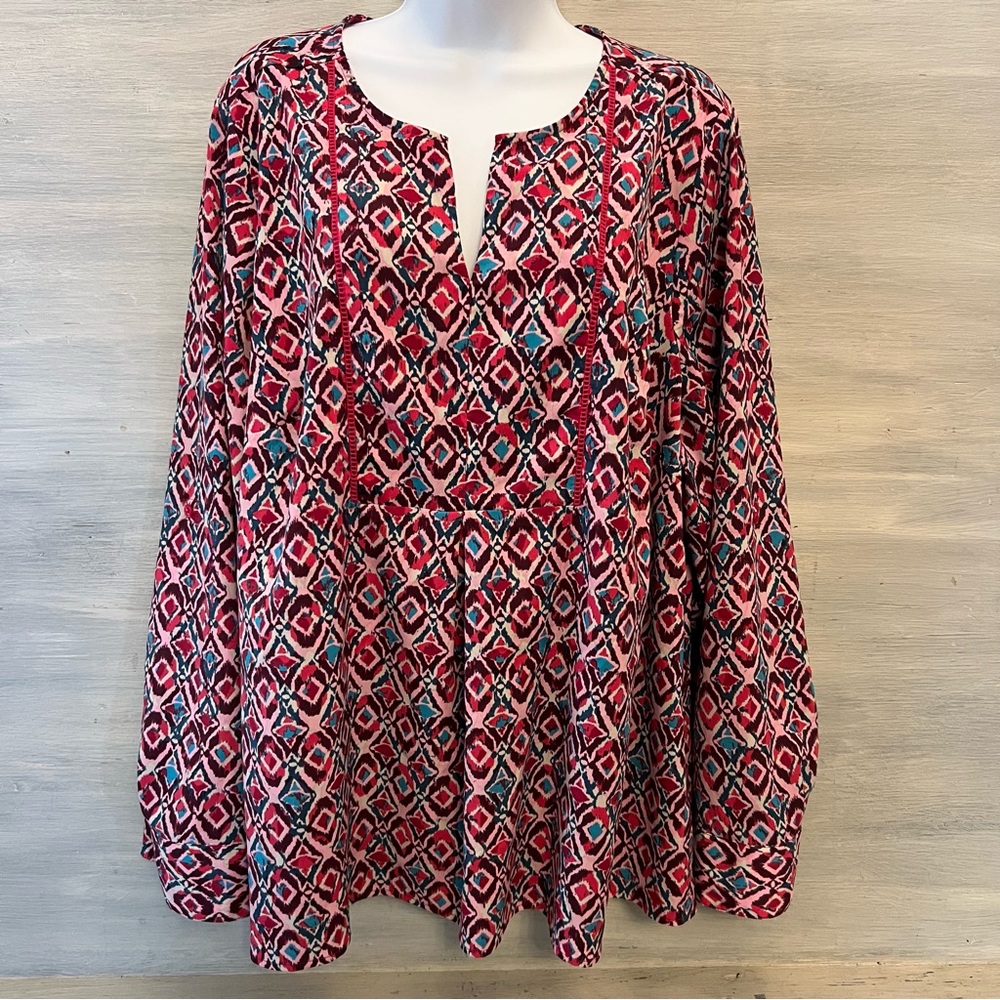 Lane Bryant Geometric Abstract Print Lightweight Tunic Top Blouse‎ Size 18/20 GC